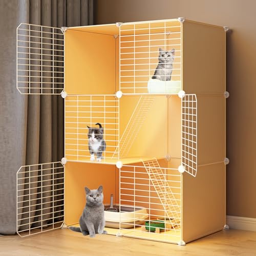 Chinchilla Käfig, Katzenkäfig Mit Katzentoilette, 3-stöckiges Katzengehege Mit Hängematte, Abnehmbarer Haustier-Laufstall for Den Innenbereich, Halbgeschlossen, for 1–3 Katzen Chinchilla Käfig, Katzenkäfig Mit Katzentoilette, 3-stöckiges Katzengehege Mit Hängematte, Abnehmbarer Haustier-Laufstall for Den Innenbereich, Halbgeschlossen, for 1–3 Katzen von Generic
