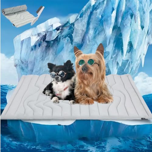 Cooling Mat for Dogs,Summer Portable Self Cooling Pad for Dog & Cats,Machine Washable Dual-Sided Pet Beds Sleeping Mats(Cool & Warm),Foldable Dog Crate Pad for All Breeds,Sizes (Gray, L:122 * 71cm) von Generic