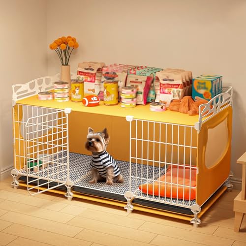 DIY Metalldraht-hundelaufstall, Abnehmbares Katzenkäfighaus, Inklusive Tablett, Innen Welpenlaufstall Für Kleine Tiere, Welpen, Kätzchen, Kaninchen, Käfig Für Haustiere(105 * 35 * 52cm) von Generic