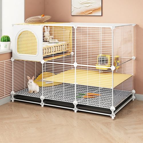 DIY Verschlüsselter Kaninchenstall Mit 1,5 cm Spalten, Indoor-Auslauf Für Kleintiere, Großzügiger Bewegungsraum Für Meerschweinchen/Zwerghamster(108 * 37 * 71cm) von Generic