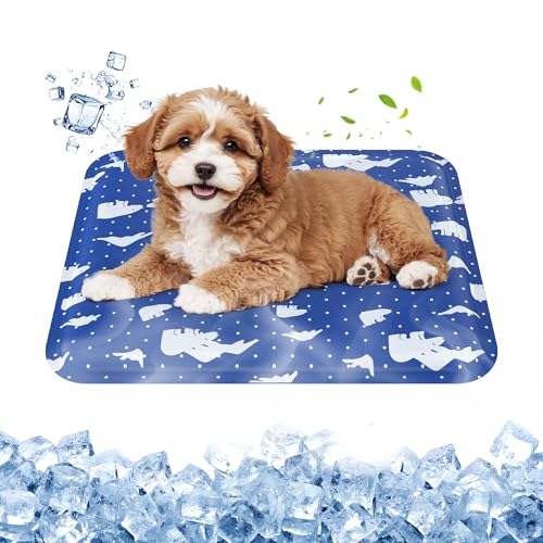 Das Hundekühlkissen besteht aus extra dickem Oxford-Stoff, ungiftigem Gel-Selbstkühlkissen, für große Hunde, Kratzfest und wasserdicht, einfach zu Hause zu bedienen(Blue,40 * 50) von Generic