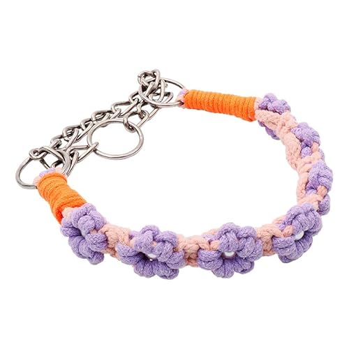 Dekoratives Tierhalsband mit handgeflochtenen Blumen und Kunstperlen bequem und sanft am Hals von Generic