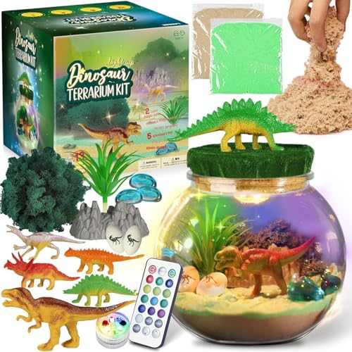 Dinosaurier-Terrarium – Beleuchtetes Dinosaurier-Terrarium | Nachtlicht für Dinosaurier | Für künstlerische und handwerkliche Dinosaurier | Die Neuheit Des Terrariums leuchtet | Crafts C von Generic