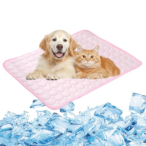 Dog Cooling Mat, Pet Cooling Mat for Cats, Cool Blanket or Large Dogs In Hot Summer, Durable Cool Pad Waterproof & Easy Clean (Pink,M: 23.62×19.69 in) von Generic
