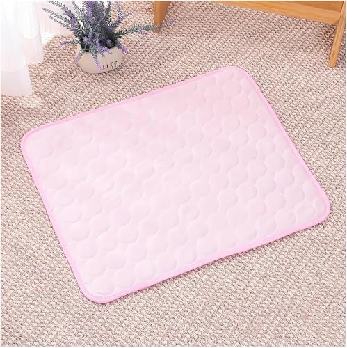 Dog Cooling Mat 4X More Effective,Foldable Portable Ice Silk Pet Cool Sleeping Mat,Indoor Outdoor Self Comfortable Blanket Dogs Pad,Washable,for Cats,Kennels,Crates and Beds (Pink, S:50 * 40cm) von Generic