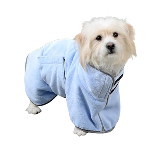 Dog Drying Coat Dry Fast Dog Bag Dog Bathrobe Towel Fast Drying Absorbent Pet Dog Cat Robe Towel Luxuriously Soft for Medium Small Dogs Hunde Fahrradanhänger Und (Blue, M) von Generic