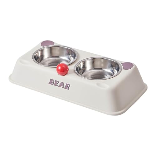 Doppelnapf Edelstahl für Katzenfutter, Futternapf für Haustiere, langlebig, leicht zu reinigen, ideal für Mahlzeiten Wasser zum Essen von Kätzchen Ffg865 (A, 33.5x16.7x6cm) von Generic