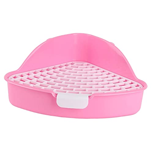 Dreieckige Kaninchenklo Ecktoilette Trainer Haustierpfanne mit Gitter Töpfchen für Kaninchen, Hasen, Chinchilla, Frettchen, Käfig (Rosa) von Generic