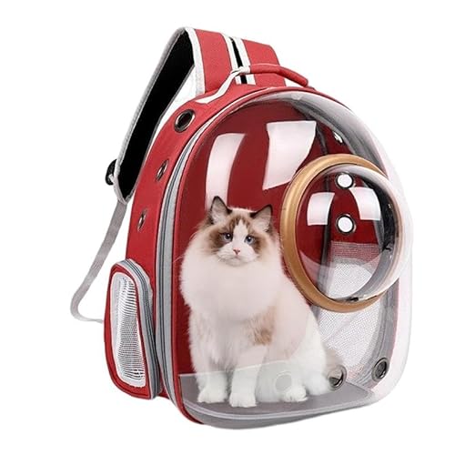 Durchsichtige Katzen-Tragetasche Weltraum-Haustier-Rucksack Tragbarer transparenter Rucksack Welpen-Hund-Transport-Tragetasche-Raum-Kapsel-Tasche Haustiere (rot) von Generic