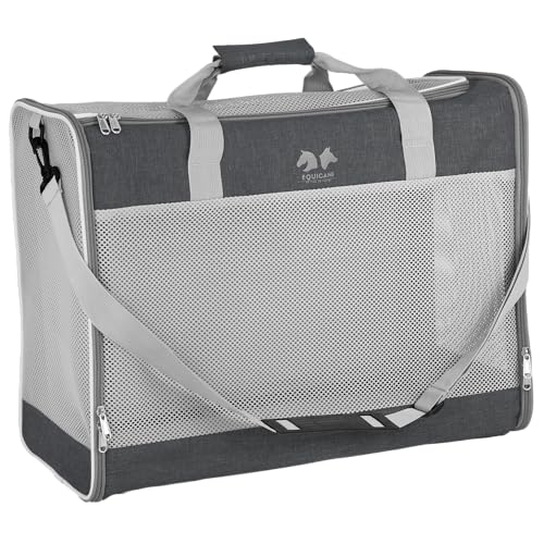 EQUICANI® Hundetasche 55x40x23 cm Flugzeug Faltbare leichte Tragetasche mit Netzstoff, Tragegurt und abnehmbaren Boden für Hund & Katze | Haustier Hundetragetasche für Reisen, Auto, Fliegen (Grau) von Generic