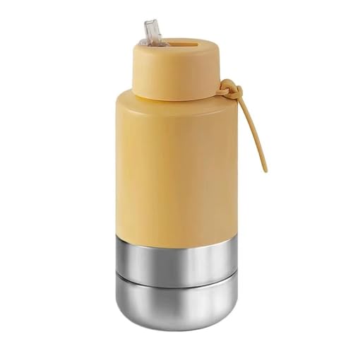 Edelstahl Hundetrinkflasche 950ml Auslaufsichere Wasserflasche für Hunde für Hunde & Katzen - Camping Reise & Outdoor Spaziergang BPA-frei(Cream Yellow) von Generic