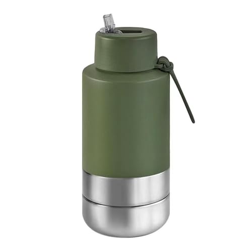 Edelstahl Hundetrinkflasche 950ml Auslaufsichere Wasserflasche für Hunde für Hunde & Katzen - Camping Reise & Outdoor Spaziergang BPA-frei(Dark Green) von Generic