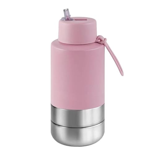 Edelstahl Hundetrinkflasche 950ml Auslaufsichere Wasserflasche für Hunde für Hunde & Katzen - Camping Reise & Outdoor Spaziergang BPA-frei(Peach pink) von Generic