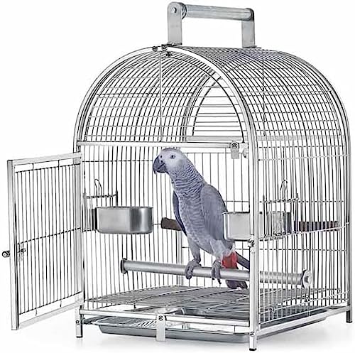Edelstahlkäfig für Papageien, Sittiche, Nymphensittiche, ideal für extra kleine Finken, Sittiche, Lovebirds – Schmiedeeisen Vogeltrage mit atmungsaktivem Design – perfekt für Graupapageien von Generic