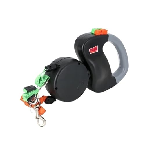 Einziehbare Hundeleine für Haustiere, 2 Farben, für zwei Hunde, verstellbares Zubehör (Dual Black New) von Generic