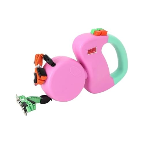 Einziehbare Hundeleine für Haustiere, 2 Farben, für zwei Hunde, verstellbares Zubehör (Dual Pink New) von Generic