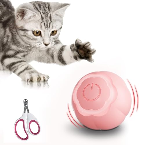 Elektrisches Katzenspielzeug, selbstspiel, Katzenspielzeug für gelangweilte Indoor-Katzen mit Nagelknipser für Katzen, intelligent, um 360 ° drehbar, automatisch beweglicher Katzenball, Spielzeug, von Generic