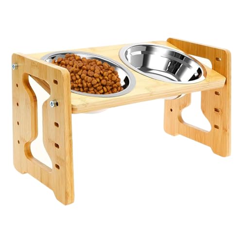 Elevated Dog Bowls - Raised Pet Bowls for Cats and Dogs | Dog Bowl | Raised Dogs Bowl Stand | Adjustable Tilted Double Slow Ergonomic Anti Slip Base Feeder for Puppy Eating Drinking Water Food von Generic