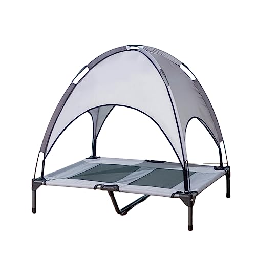 Erhöhen Sie das Camping-Erlebnis Ihres Haustieres mit unserem Outdoor-Haustierbett – perfekt für große Hunde und Sonnenschutz mit einem Zelt – bissfest und langlebig (S,Grau) von Generic