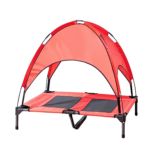 Erhöhen Sie das Camping-Erlebnis Ihres Haustieres mit unserem Outdoor-Haustierbett – perfekt für große Hunde und Sonnenschutz mit einem Zelt – bissfest und langlebig (S,Rot) von Generic