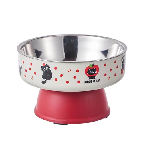 Erhöhte Katzennäpfe, langsamer Futterspender für geneigte, erhöhte Schüssel ohne Boden für eine Esshaltung (Red, 17.5X11cm) von Generic