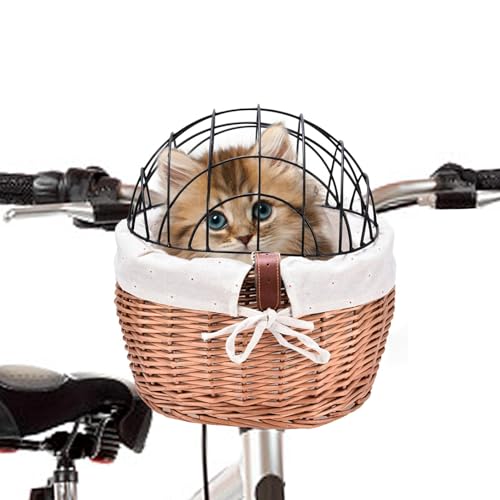 Fahrradkorb für Katzen – Fahrradauto für Haustiere, gewebt aus Weide | Fahrradkorb aus Weide | handgewebter Aufbewahrungskorb | abnehmbarer Fahrrad-Hundehalter Fahrradkorb für Katzen – Fahrradauto für Haustiere, gewebt aus Weide | Fahrradkorb aus Weide | handgewebter Aufbewahrungskorb | abnehmbarer Fahrrad-Hundehalter von Generic