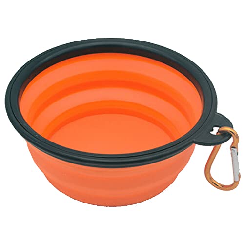 Faltbarer Hundenapf für Haustiere, tragbar, Wasser, Getränke, Pop-Up, Gehen, Futter, flüssig, Welpen, Hund, Wandern, faltbar, flacher Clip (Orange) von Generic