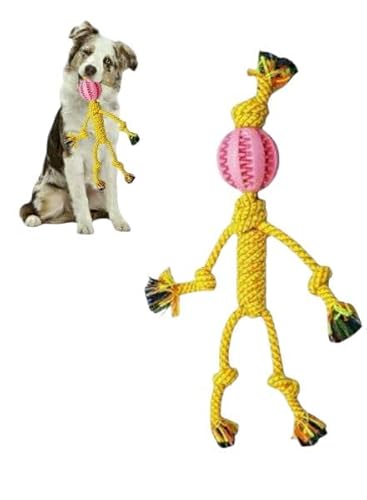 FeFix Hundespielzeug am Seil, Ball mit Seil, Hundespielzeug, geflochtenes Baumwoll-Haustierspielzeug, langlebiges, mittelgroße und kleine Hunde, Reinigungsspielzeug für Hunde von Generic