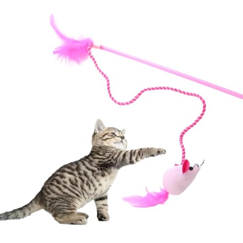 Feder Teaser Katzenspielzeug, Katzen Teaser Zauberstab,Plüsch Mäuse Form Feather Interactive Katzen Teaser String Spielzeug - Kätzchen -Übungsstab Spielzeug Katzenminister für Katzenfitness, alle Rass Feder Teaser Katzenspielzeug, Katzen Teaser Zauberstab,Plüsch Mäuse Form Feather Interactive Katzen Teaser String Spielzeug - Kätzchen -Übungsstab Spielzeug Katzenminister für Katzenfitness, alle Rass von Generic