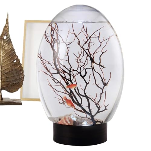 Fischschale, Betta Fish Tank | Kleine Angelsaquarien mit LED Licht | Portable Fan Branch Tree Ornament, Aquaponic Pflanzer für Home Studio von Generic