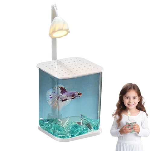 Fish Tank - Clear Betta Fish Tank | Glasaquarium mit Filtersystem | Rechteckiges Aquarium | Glasfisch | Verstellbares Aquarium mit LED-Licht für Fische, , kleine Krabben, Muschel Fish Tank - Clear Betta Fish Tank | Glasaquarium mit Filtersystem | Rechteckiges Aquarium | Glasfisch | Verstellbares Aquarium mit LED-Licht für Fische, , kleine Krabben, Muschel von Generic