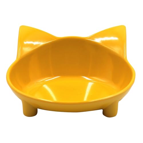 Flacher Katzenfutternapf, breiter Teller, rutschfeste Katzenfütterung bei Schnurrhaarermüdung RbA505 (Yellow, One Size) von Generic