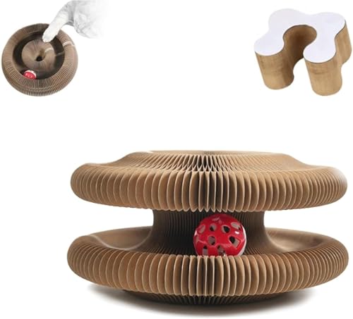 Flexibles Kratzbrett (mit Glockenball), faltbares Katzenspielzeug für interaktives Training, Verschiedene Ausführungen von Generic