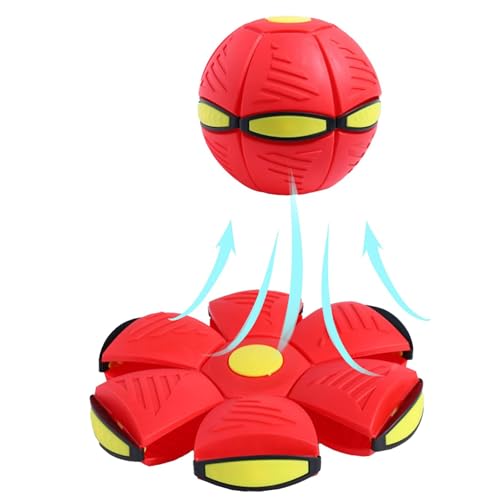 Flying Saucer Ball Pet Toy Outdoor Flying Saucer Ball for Dogs Deformation Rebound Ball Stomp Ball Magic UFO Ball (Red) von Generic