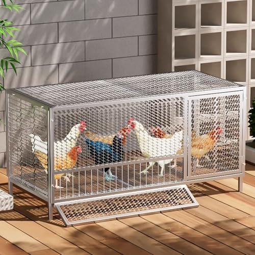 Freilaufgehege Hühner Länge 80/100/130CM Hochtemperaturbeständiger Lack Outdoor Geflügelstall Rundum Kettenstahlgeflecht Originalfarbe, Schwarz(Black,100 * 58 * 62CM) von Generic