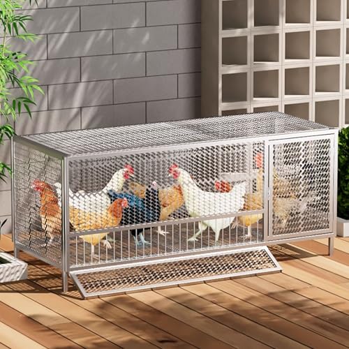 Freilaufgehege Hühner Länge 80/100/130CM Hochtemperaturbeständiger Lack Outdoor Geflügelstall Rundum Kettenstahlgeflecht Originalfarbe, Schwarz(Black,130 * 58 * 62CM) von Generic