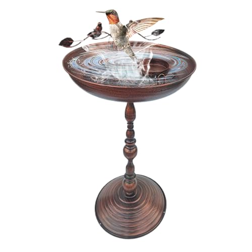 Freistehende Vogelfutterschale - Stehwasserschale mit Eisenkunstdesign | Vintage Courtyard Statue für Kolibris, und kleine Vögel - ideal für Terrasse, Garten und Nutzung im Freien von Generic