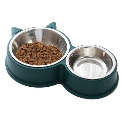 Futternapf aus Edelstahl – Katzenohr-Design – Futternapf und Wassernapf für Hunde, dicker und langlebiger Metallschüssel aus Edelstahl, Katzenschüssel – C von Generic