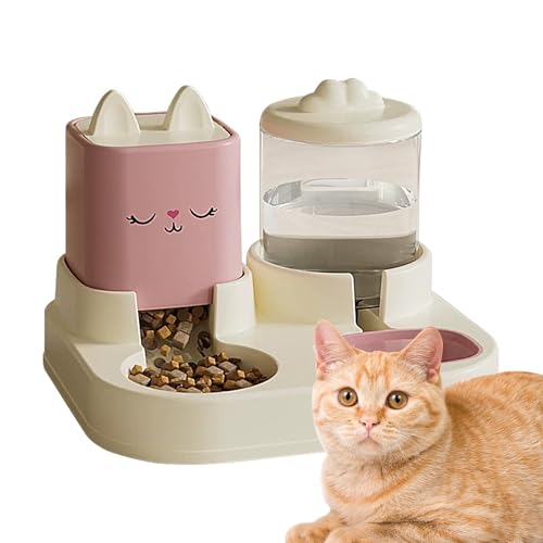 Futterspender für Haustiere, Wasserspender und Futter für Katzen | 2-in-1 Hundefutterstation mit Cartoon-Katzen-Design, automatischer Futterspender für Haustiere Futterspender für Haustiere, Wasserspender und Futter für Katzen | 2-in-1 Hundefutterstation mit Cartoon-Katzen-Design, automatischer Futterspender für Haustiere von Generic
