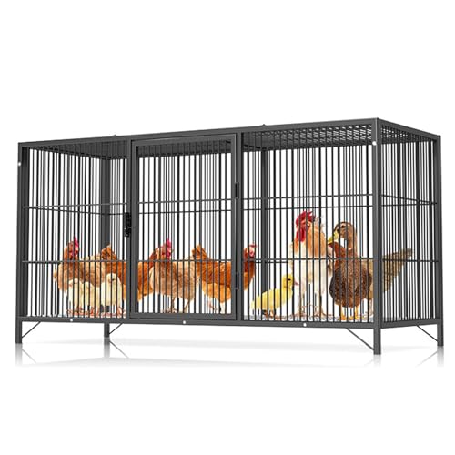 Gehege für Kleintiere Draussen Aus Drahtrahmen Hühnerhaus Mit Sicherheitsschloss Mehrtüriges Design Automatische Verriegelung für Weitere Kleintiere(120 * 52 * 62CM) von Generic