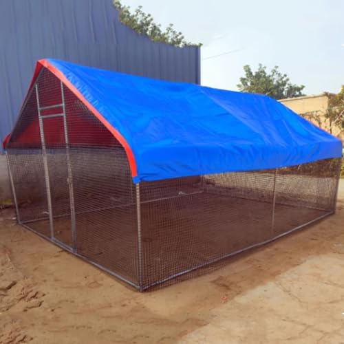 Gehege für Kleintiere Draussen Mit Plane Und 1,5-Loch-Hartdrahtgeflecht Aus Verzinktem Rohrrahmen Hühnerkäfig Verschiedene Größen Einfachs Zu Montieren(400 * 300 * 200CM) von Generic