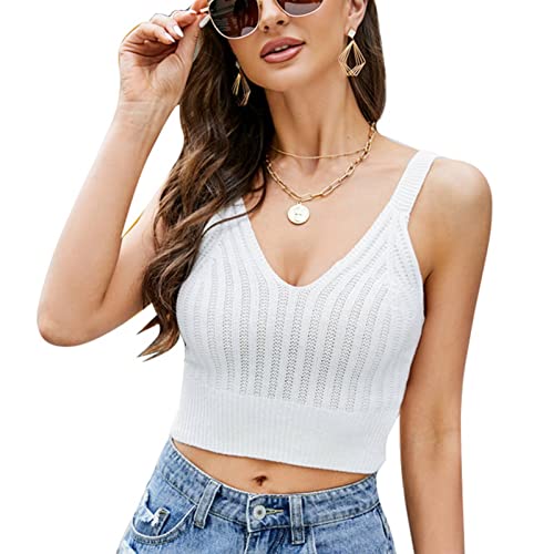 Generic Deep V -Neck Stricken Sommerhimmellose Bluse, Kurze Reine Zum Einkauf von Ärmelnblusen (S) von Generic