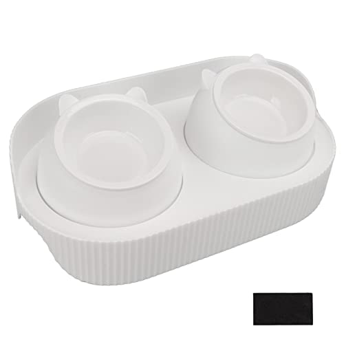 Generic Erhöhte Katzenschalen, Erhöhte Keramikkatze Schüssel Katzenfutter und Wasserschüssel Set Fütterungsstation Doppelkeramik Haustierschalen Zetierschale für Kätzchen und Kleine Hunde, 16.1 X von Generic