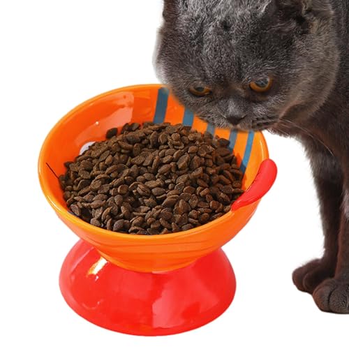 Generic Gekippte Futternäpfe für Katzen, erhöhte Katzennäpfe für Hauskatzen,Lustige Fisch-Katzenschalen aus Keramik - Futternapf, Haustierbedarf, Stabiler Futter-Wasser-Futterspender für Hauskatzen, von Generic
