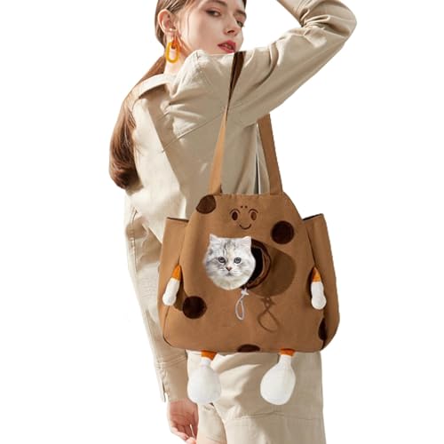 Generic Haustiertragetasche, Katzentragetasche,Süße Katzen-Reisetrage - Canvas-Umhängetasche für kleine Haustiere, kleine Hundetragetasche, tragbare Welpen-Tragetasche, weiche Tragetasche für Kätzchen von Generic