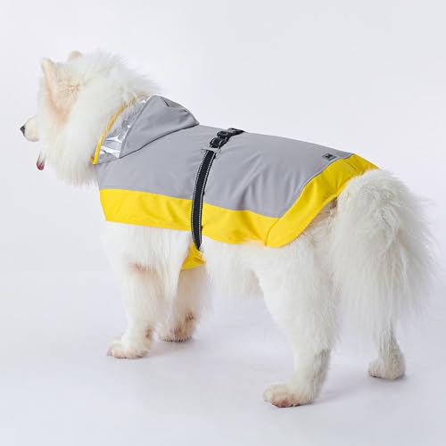 Generic Hund Regenmantel, Kapuzenhund Regenmäntel Verstellbare Haustiere Regenmantelmantel mit Transparentem Poncho, Reflektierender Streifen, Slicker für mittelgroß, groß (XL) von Generic