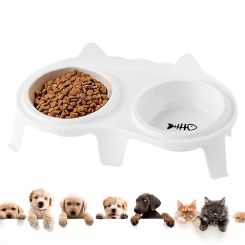 Generic Katzenfutter- und Wasserschüsseln Set mit erhöhten Futter- und Wasserschüsseln aus Keramik für Katzen, erhöhte Katzenfutter- und Wasserschüssel, Katzenfutterschüssel, Katzenfutterschüssel, von Generic