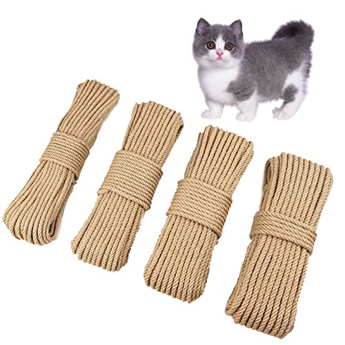 Generic Sisal -Seilkatze DIY Kratzer nach Spielzeugkatze Kletterrahmen Ersatz Seilschreibtisch Beine Bindungsseil for Katzenschärfe Klaue (Color : 100m, Size : 8mm) von Generic