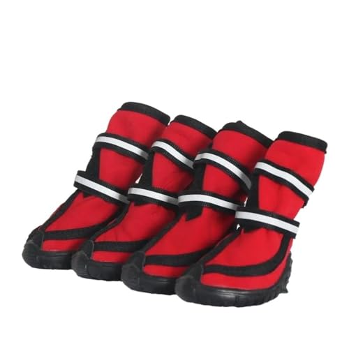 Generic hundeschuhe wasserdichte XXL-Haustierschuhe for Vier Jahreszeiten, for kleine bis große Hunde, Oxford-Unterseite, reflektierende Bandagen, Haustier-Regenstiefel, große Hundeschuhe (Color : RE von Generic