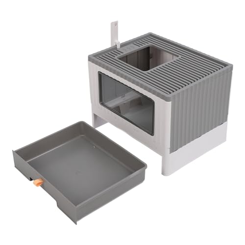Geschlossene Katzentoilette, Katzentoilettenbox mit Schubladeneingang von Oben, Großes Fassungsvermögen für Reisen (Grey) von Generic